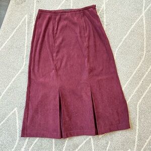 Norton McNaughton Maroon Pleat Midi Skirt